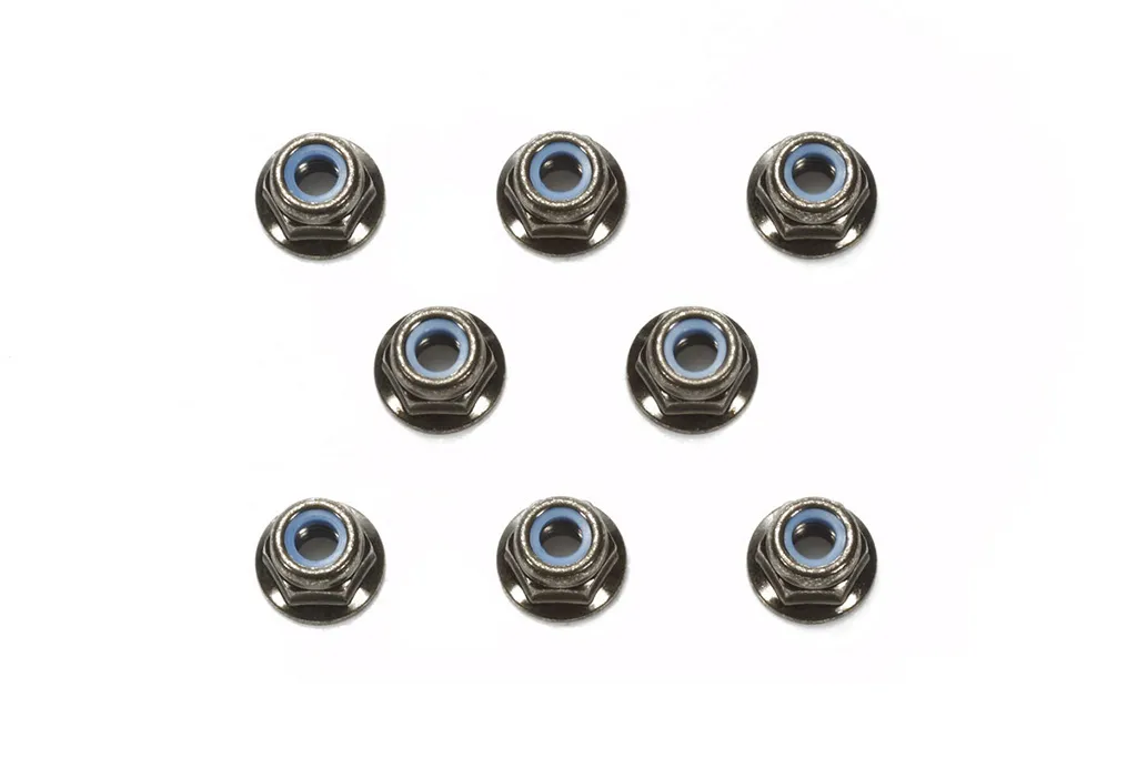 Tamiya - 4mm Flange Lock Nuts (Black, 8 Pcs.)