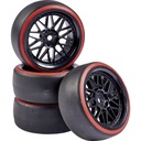 Carson Road Complete Y-Spokes Black Red 4 Pieces 500900157 1:10 Drift Wheel Model