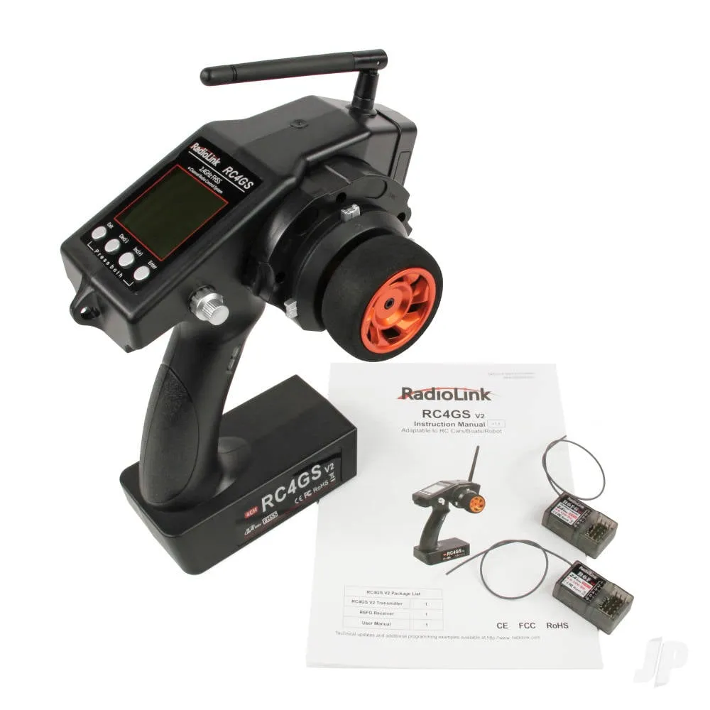 [RLKT041000] RadioLink RC4GS-V2 2.4GHz 4-Channel Tx with 1x R6FG-V3 (Gyro Rx) and 1x R6F-V2 (Standard Rx)